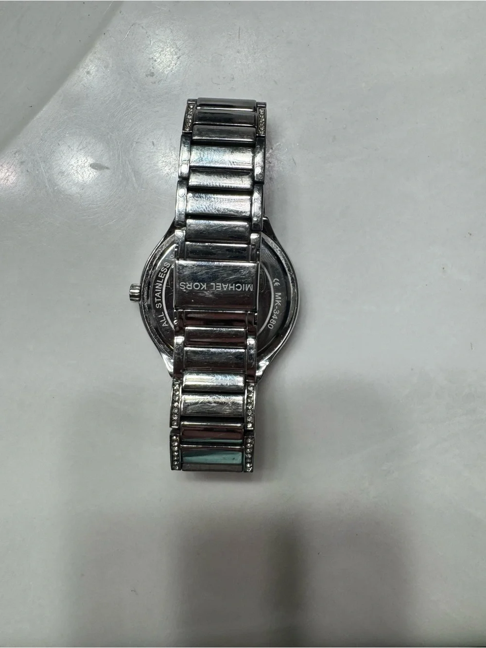 Michael Kors Silver Tone Crystal Floral Dial Bracelet Watch